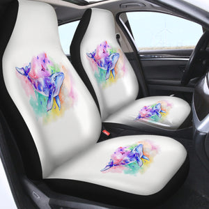 Galaxy Whale Colorful Background Watercolor Painting SWQT4413 Car Seat Covers