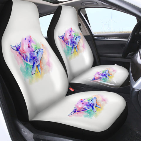 Image of Galaxy Whale Colorful Background Watercolor Painting SWQT4413 Car Seat Covers