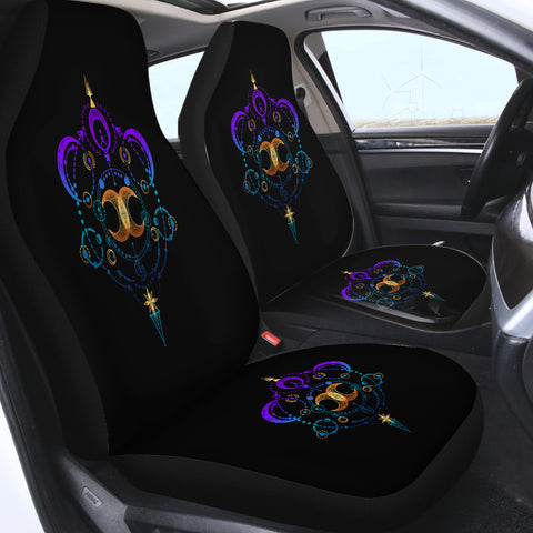Image of Galaxy Moon Gradient Mint & Purple Zodiac Black Theme SWQT4416 Car Seat Covers