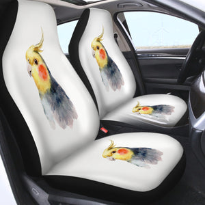 Yellow & Black Parrot White Theme Watercolor Painting SWQT4417 Car Seat Covers