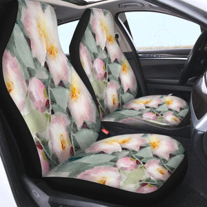 Pink Lotus & Green Leaves Watercolor Painting SWQT4418 Car Seat Covers