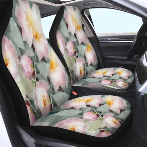 Image of Pink Lotus & Green Leaves Watercolor Painting SWQT4418 Car Seat Covers