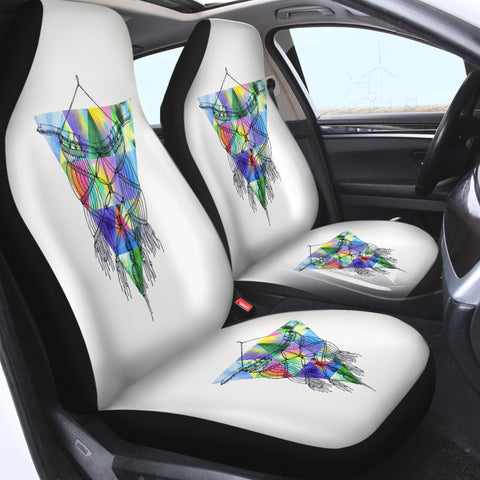 Image of Dreamcatcher Sketch Colorful Triangles Background SWQT4422 Car Seat Covers