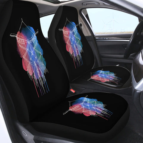 Image of Dreamcatcher Sketch Red & Blue Spray Background SWQT4423 Car Seat Covers