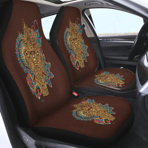 Golden Elephant Buddha Mandala Brown Theme SWQT4425 Car Seat Covers