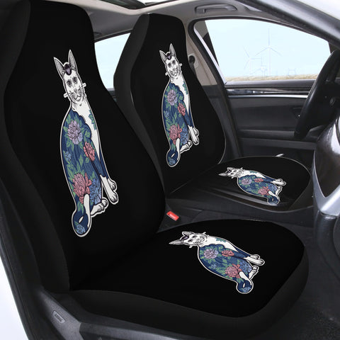 Image of Vintage Floral Navy Cat SWQT4428 Car Seat Covers