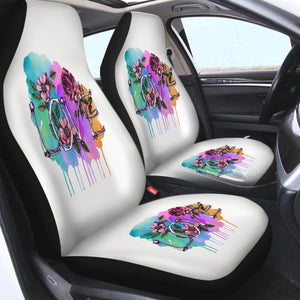 Vintage Roses Love Bone Watercolor Background SWQT4434 Car Seat Covers
