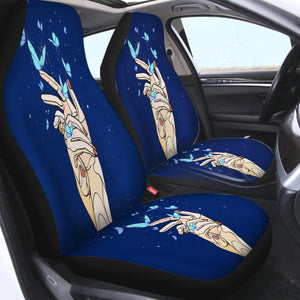 Holding Hands Butterflies Night Sky Stars Illustration SWQT4437 Car Seat Covers