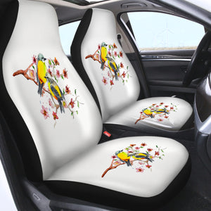 Yellow Sunbirds On Blossom Branchs SWQT4439 Car Seat Covers