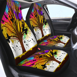 Colorful Huge Tree and Multi Butterflies SWQT4440 Car Seat Covers