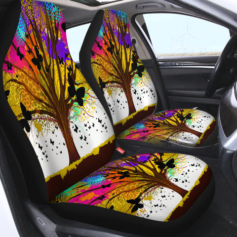 Image of Colorful Huge Tree and Multi Butterflies SWQT4440 Car Seat Covers