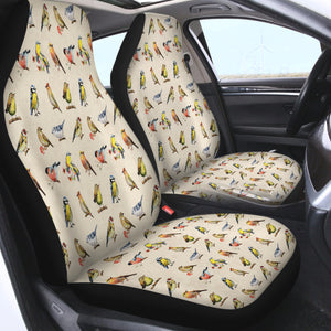 Multi Colorful Bird Collection Cream Theme SWQT4446 Car Seat Covers