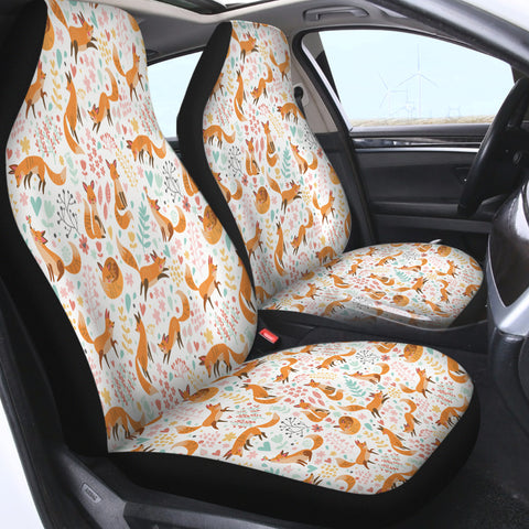 Image of Multi Cute Cartoon Fox Activities SWQT4450 Car Seat Covers