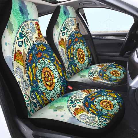 Image of Colorful Round Mandala SWQT4453 Car Seat Covers