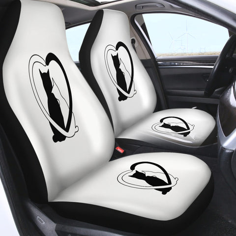 Image of B&W Couple Cats SWQT4490 Car Seat Covers