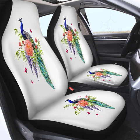Image of Beautiful Floral Peacock SWQT4502 Car Seat Covers