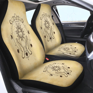 Vintage Round Zodiac Sun & Moon SWQT4503 Car Seat Covers