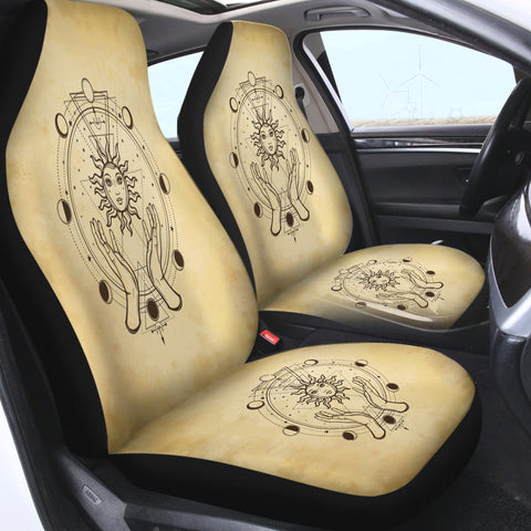 Image of Vintage Round Zodiac Sun & Moon SWQT4503 Car Seat Covers