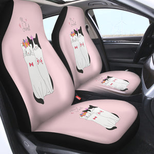 Cute My Sweet Loving Cats Pink Theme SWQT4507 Car Seat Covers