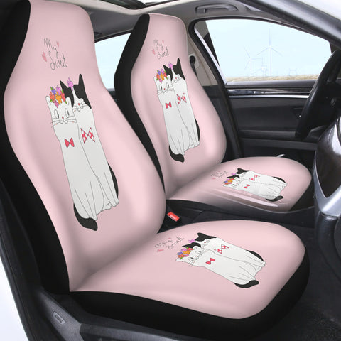 Image of Cute My Sweet Loving Cats Pink Theme SWQT4507 Car Seat Covers