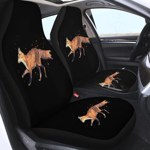 Image of Real Fox Orange Splatter Brush SWQT4508 Car Seat Covers