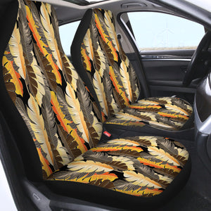 Summer Earth Tone Orange Brown Monstera Leaves SWQT4517 Car Seat Covers