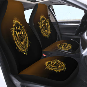 Modern Golden Lion Zodiac Black Theme SWQT4529 Car Seat Covers