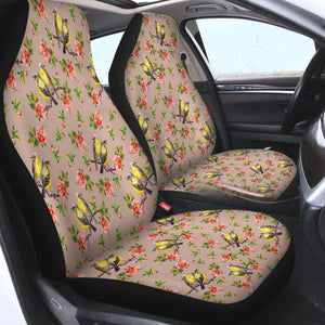 Couple Sunbird and Pink Flowers SWQT4533 Car Seat Covers