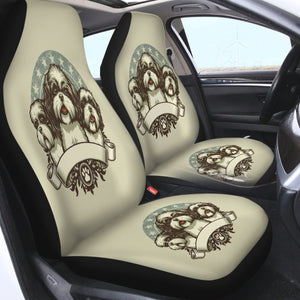 Retro Three Heads Cavalier King Charles Spaniel Superstar SWQT4536 Car Seat Covers