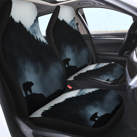 Image of Black Scene High Forest Mountain Bear SWQT4538 Car Seat Covers