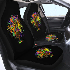 Multicolor Big Tree Black Theme SWQT4577 Car Seat Covers