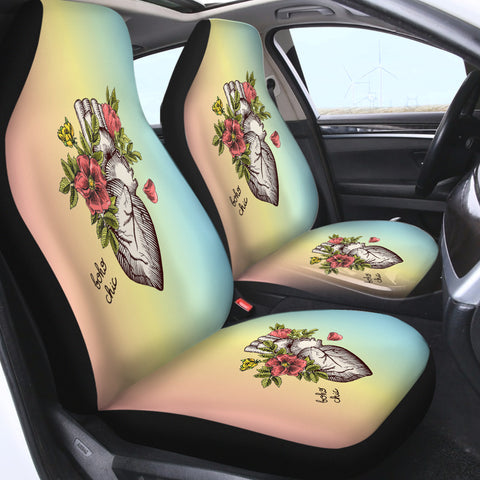 Image of Boho Chic Vintage Floral Heart Sketch SWQT4578 Car Seat Covers
