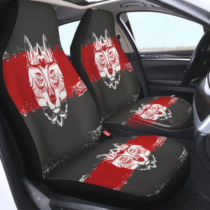 Vintage Wolf Grey & Red Brush SWQT4582 Car Seat Covers