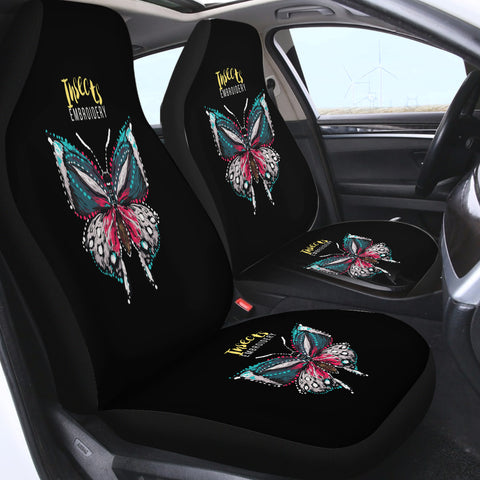 Image of Colorful Butterfly Embroidery Effect SWQT4583 Car Seat Covers