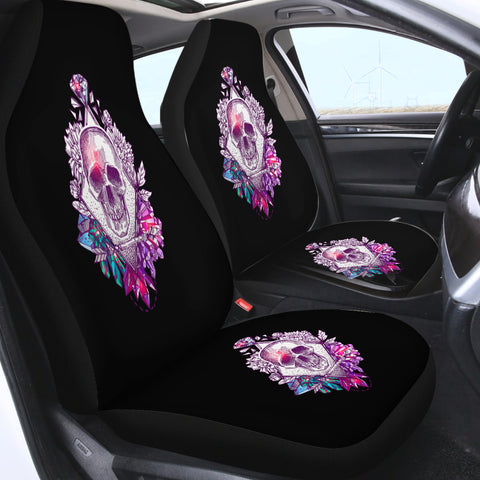 Image of Vintage Skull Purple Diamon Sketch SWQT34584 Car Seat Covers