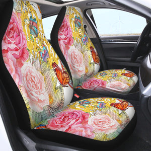 Golden Royal Flowers & Butterflies SWQT4592 Car Seat Covers