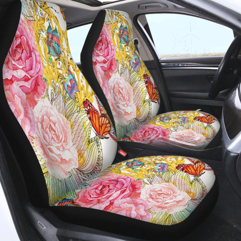 Image of Golden Royal Flowers & Butterflies SWQT4592 Car Seat Covers