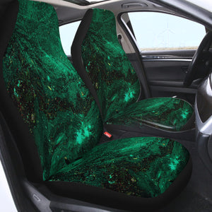 Dark Green Waves Theme SWQT4593 Car Seat Covers