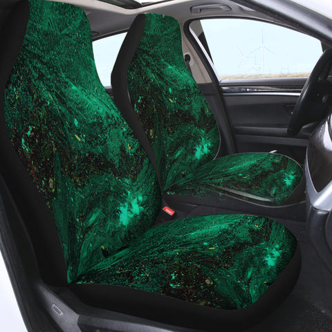Image of Dark Green Waves Theme SWQT4593 Car Seat Covers