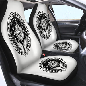 B&W Raising Hands Sign Compass SWQT4596 Car Seat Covers