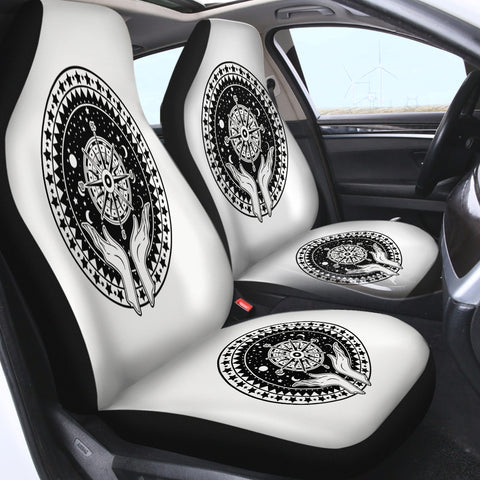 Image of B&W Raising Hands Sign Compass SWQT4596 Car Seat Covers