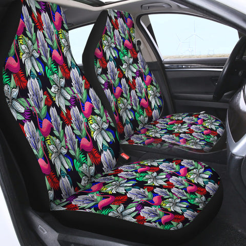 Image of Multi Flamingos & Flowers Full Screen SWQT4597 Car Seat Covers