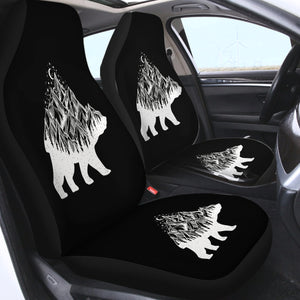 B&W Night Mountain On The Bear Sketch SWQT4600 Car Seat Covers