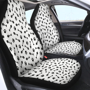 B&W Cute Fish Bone & Dog Footprint Monogram SWQT4605 Car Seat Covers