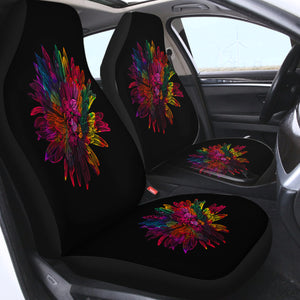 Big Colorful Flower Black Theme SWQT4641 Car Seat Covers