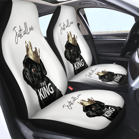 Image of Just Call Me The King - Black Pug Crown SWQT4645 Car Seat Covers