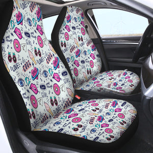 Multi Mini Hand Sketch SWQT4651 Car Seat Covers