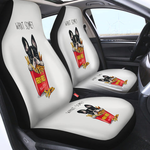 Image of French Fries Bulldog SWQT4653 Car Seat Covers