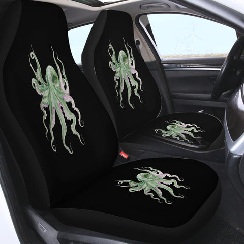 Image of Purple Green Octopus Black Theme SWQT4660 Car Seat Covers