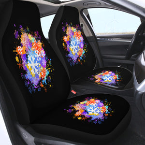 Multi Color White Snowflake SWQT4661 Car Seat Covers